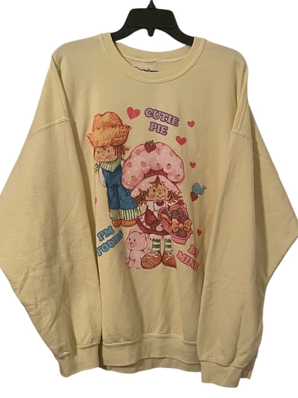 Strawberry Shortcake Women's Pale Yellow Graphic Cutie Pie Sweater Size OS